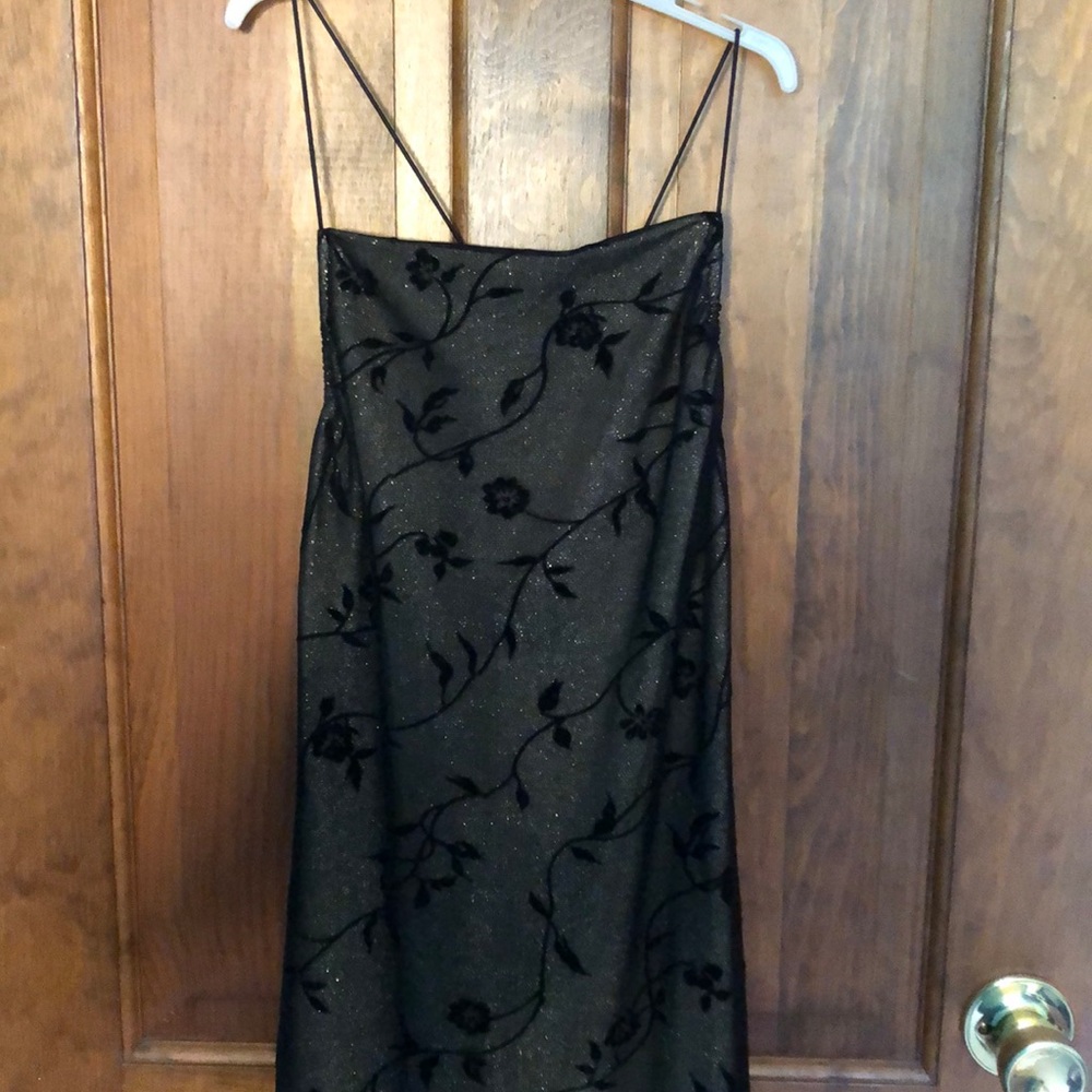 Full Length Glittery Floral Prom Dress